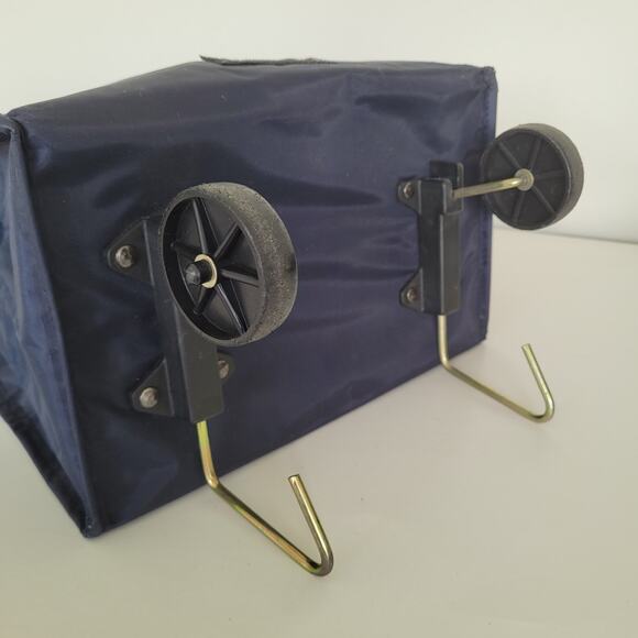 Vincenzo Valentino Shopping Bucket Bag On Wheels Nylon Foldable Navy Blue XL - Picture 6 of 10